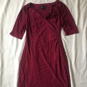 Connected apparel magenta cowl neck fitted dress